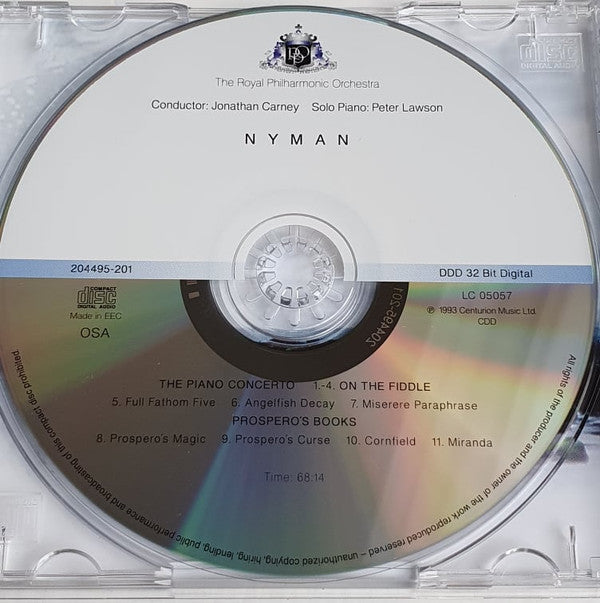 Michael Nyman - Royal Philharmonic Orchestra, Jonathan Carney, Peter Lawson : The Piano Concerto / On The Fiddle / Prospero's Books (CD)