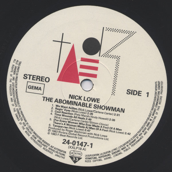Nick Lowe : The Abominable Showman (LP, Album, GEM)