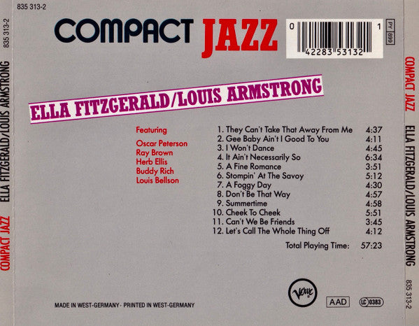 Ella Fitzgerald / Louis Armstrong : Ella Fitzgerald & Louis Armstrong (CD, Comp)
