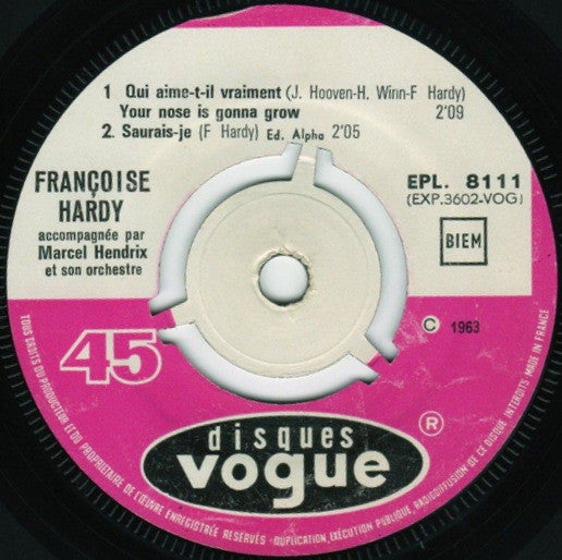 Françoise Hardy : Qui Aime T'il Vraiment (7", EP, Pus)