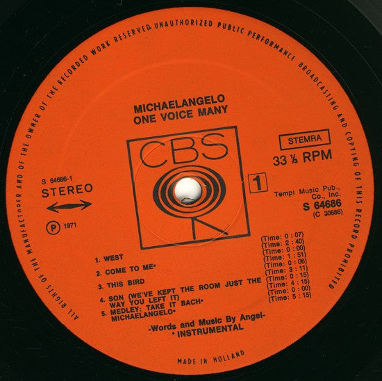 Michaelangelo (6) : One Voice Many (LP, Album)