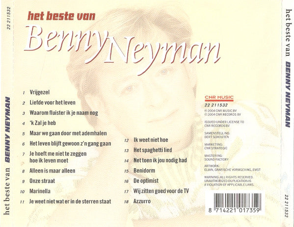 Benny Neyman : Het Beste Van Benny Neyman (CD, Comp, RE)