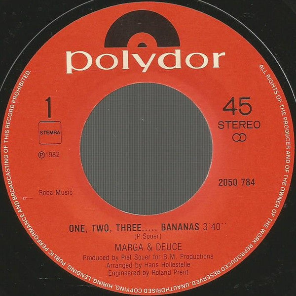 Marga Scheide & Deuce (20) : One, Two, Three ... Bananas (7", Single)