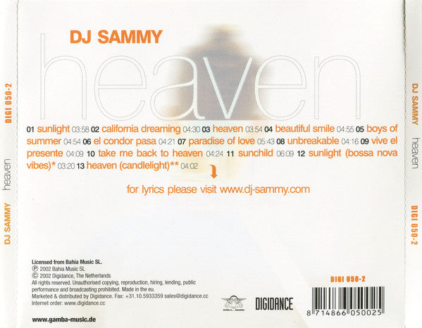 DJ Sammy : Heaven (CD, Album + DVD-V)