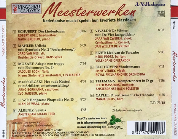 Various : Meesterwerken - Nederlandse Musici Spelen Hun Favoriete Klassieken (CD, Comp)
