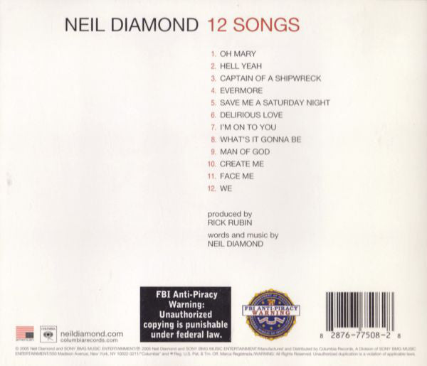 Neil Diamond : 12 Songs (CD, Album)