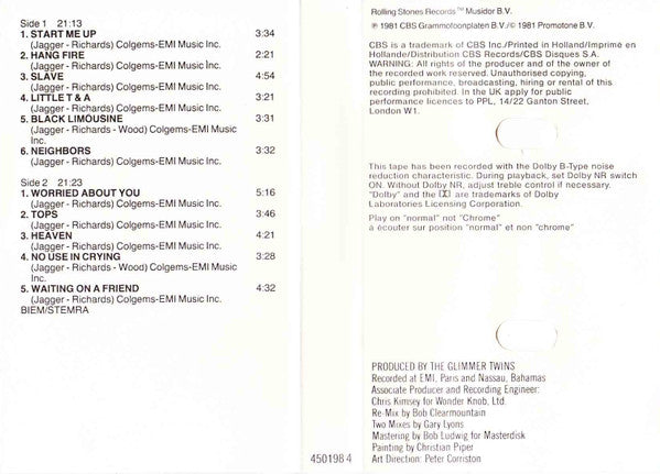 The Rolling Stones : Tattoo You (Cass, Album, RE)