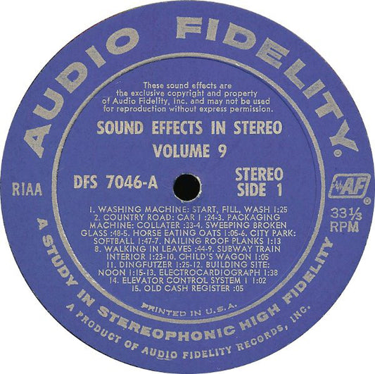 No Artist : Sound Effects: Volume 9 (LP)