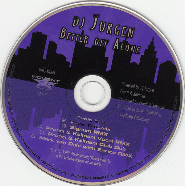 DJ Jurgen : Better Off Alone (CD, Maxi)