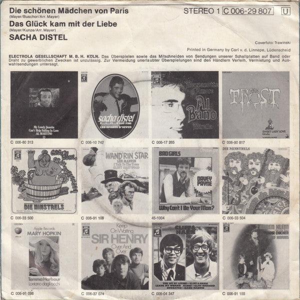 Sacha Distel : Die Schönen Mädchen Von Paris / Das Glück Kam Mit Der Liebe (7", Single)