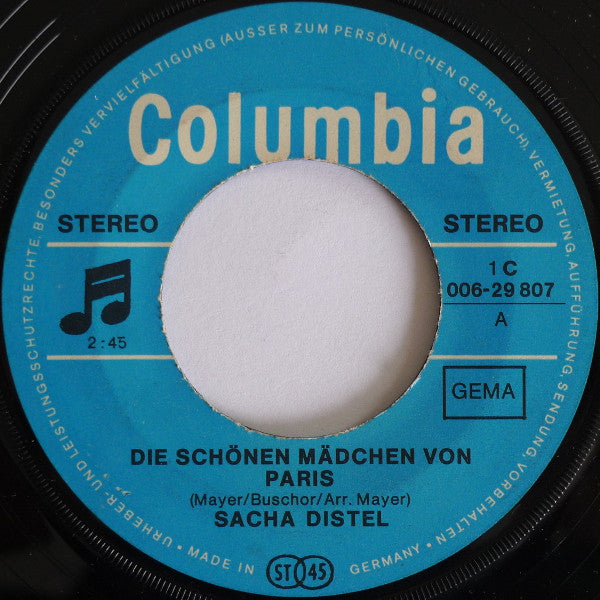 Sacha Distel : Die Schönen Mädchen Von Paris / Das Glück Kam Mit Der Liebe (7", Single)