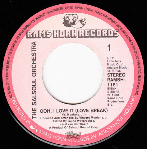 The Salsoul Orchestra : Ooh, I Love It (Love Break) (7", Single)