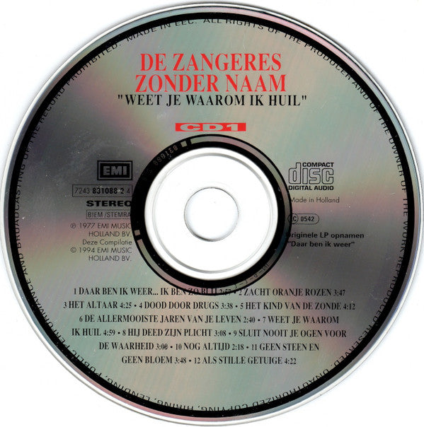 Zangeres Zonder Naam : Weet Je Waarom Ik Huil (2xCD, Comp)