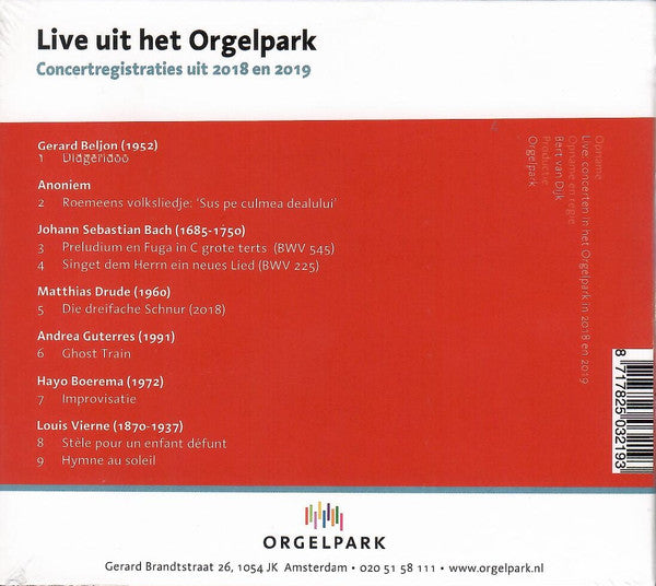 Various : Live Uit Het Orgelpark - Concertregistraties Uit 2018 En 2019 (CD, Comp)