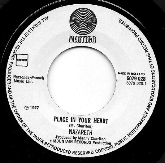 Nazareth (2) : Place In Your Heart (7", Single)