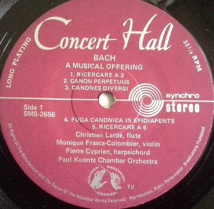 Johann Sebastian Bach, Orchestre De Chambre Paul Kuentz : Das Musikalische Opfer (L'Offrande Musicale) (LP)