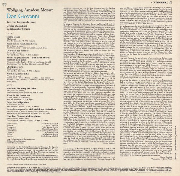 Wolfgang Amadeus Mozart : Don Giovanni (Grosser Querschnitt In Italienischer Sprache) (LP)