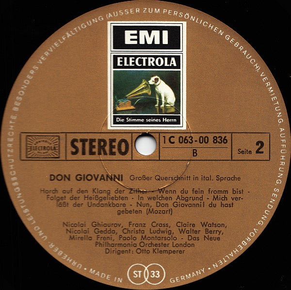 Wolfgang Amadeus Mozart : Don Giovanni (Grosser Querschnitt In Italienischer Sprache) (LP)