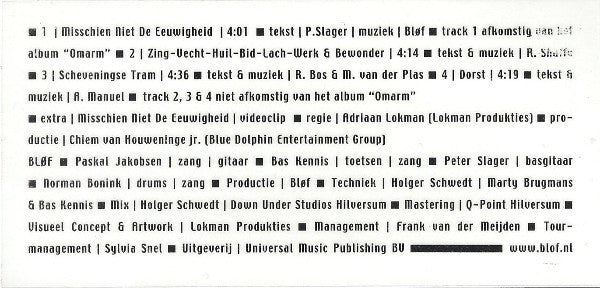 Bløf : Misschien Niet De Eeuwigheid (CD, Single, Enh)