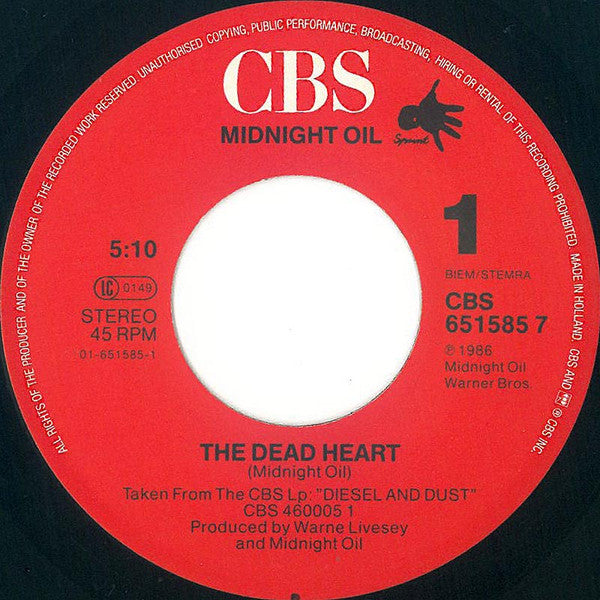Midnight Oil : The Dead Heart (Edit) (7", Single)