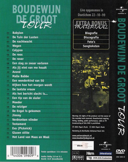 Boudewijn de Groot : Tour (DVD-V, Album)