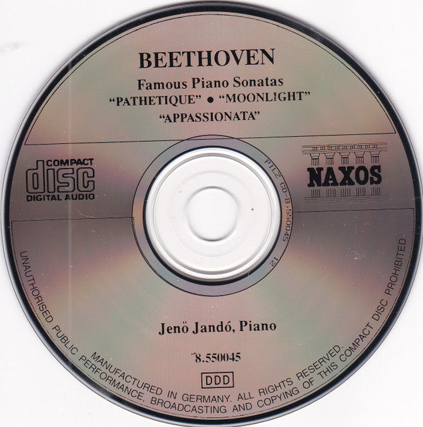 Ludwig Van Beethoven - Jenö Jandó : Piano Sonatas, Vol. 1 = Klaviersonaten = Sonates Pour Piano - "Pathétique" • "Moonlight" • "Appassionata" (CD, Album)