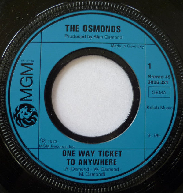The Osmonds : One Way Ticket To Anywhere (7", Single)