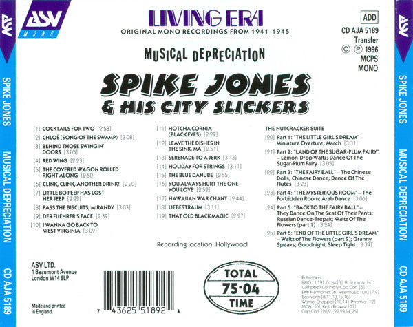Spike Jones And His City Slickers : Musical Depreciation (CD, Comp, Mono)