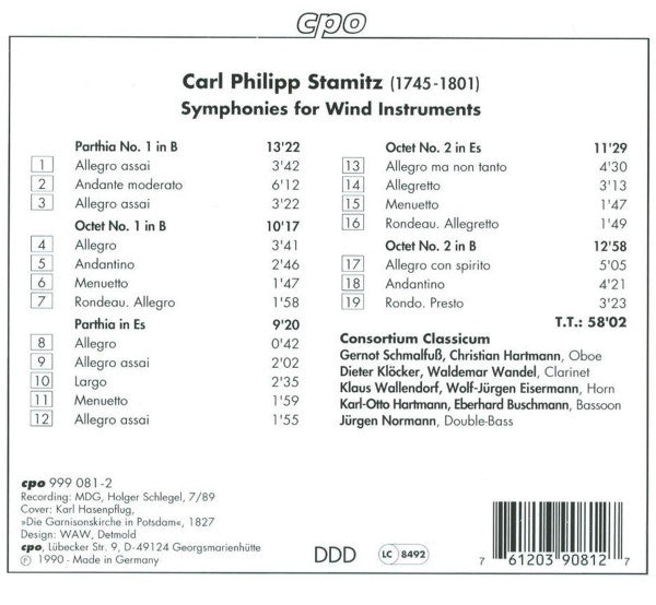 Carl Stamitz - Consortium Classicum : Wind Symphonies (CD, Album)