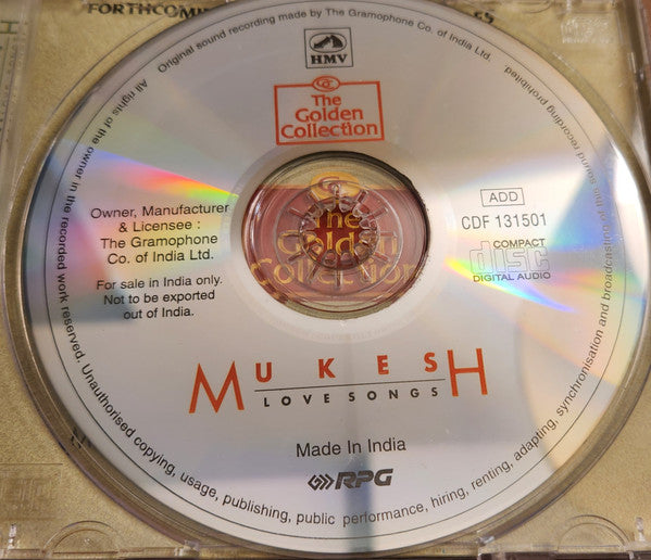 Mukesh : Love Songs - The Golden Collection (CD, Comp)