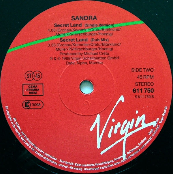 Sandra : Secret Land (Extended Version) (12", Single)