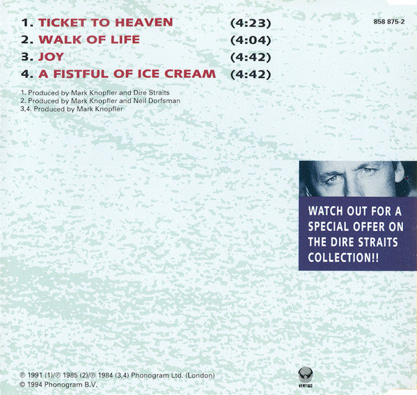 Dire Straits : Ticket To Heaven (CD, Single)
