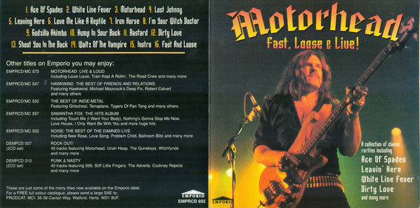 Motörhead : Fast, Loose & Live (CD, Comp)