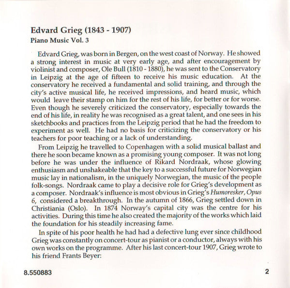 Edvard Grieg, Einar Steen-Nøkleberg : Piano Music Vol. 3 (CD, Album)