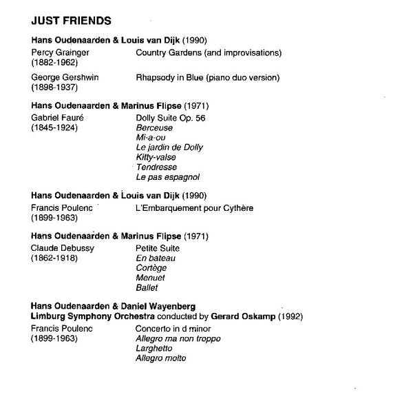 Hans Oudenaarden : Just Friends - Silver Recording Anniversary (CD, Comp)