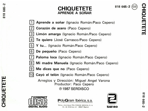 Chiquetete : Aprende A Soñar (CD)