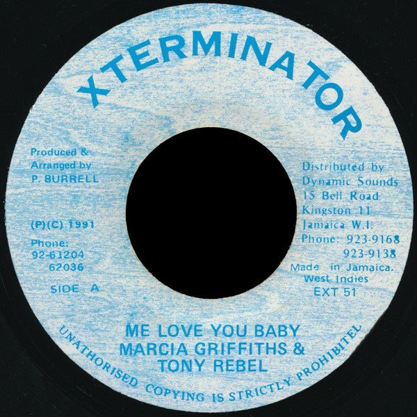 Marcia Griffiths & Tony Rebel : Me Love You Baby (7")