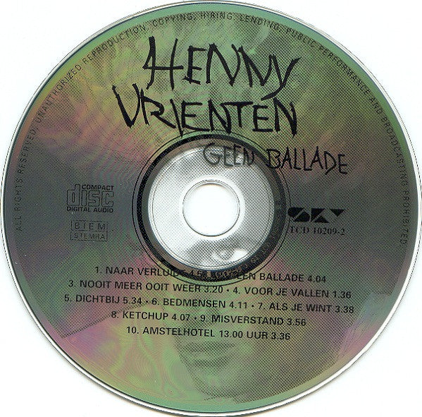 Henny Vrienten : Geen Ballade (CD, Album, RE)