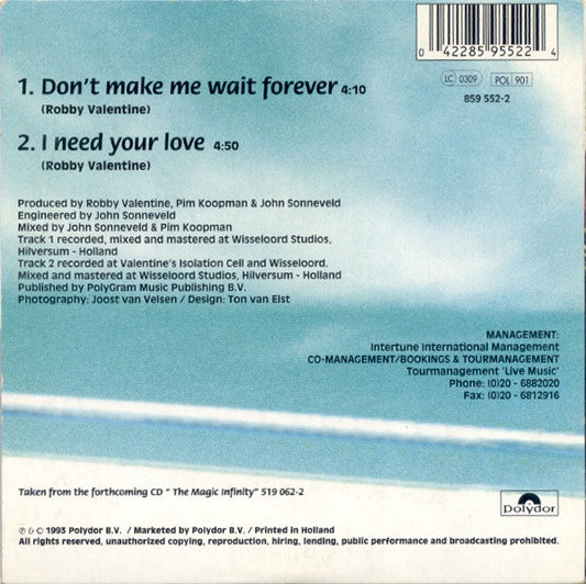 Robby Valentine : Don't Make Me Wait Forever (CD, Single)