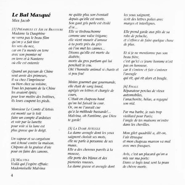Francis Poulenc, Vincent d'Indy, Albert Roussel, Charles Koechlin, Viotta Ensemble : Le Bal Masqué (CD, Album)