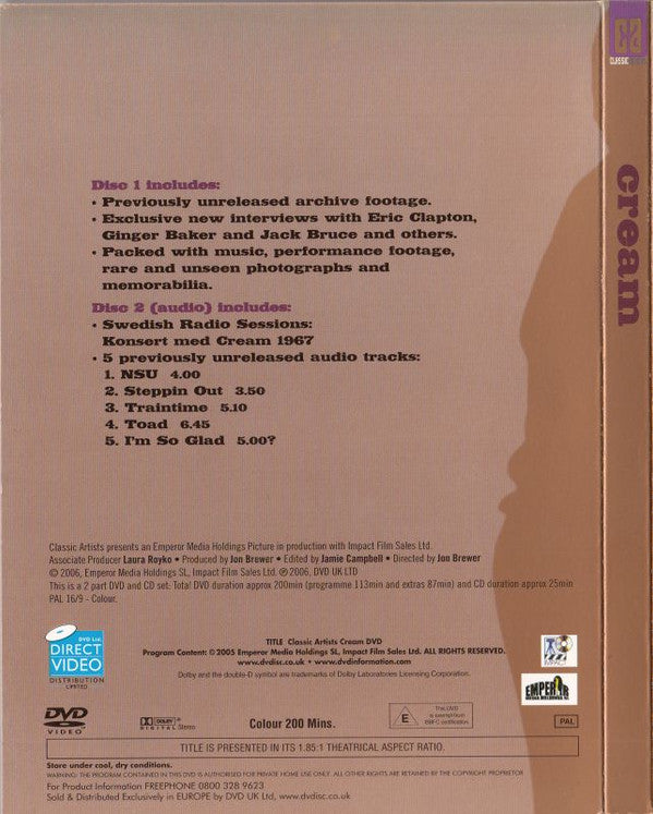 Cream (2) : Their Fully Authorised Story (DVD-V, Ltd, PAL + CD)