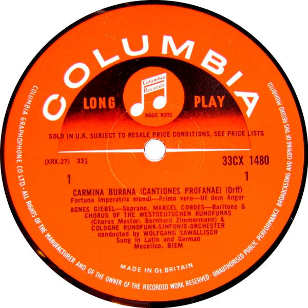 Carl Orff / Wolfgang Sawallisch / Kölner Rundfunk-Sinfonie-Orchester : Carmina Burana (LP, Album, Mono, RE)