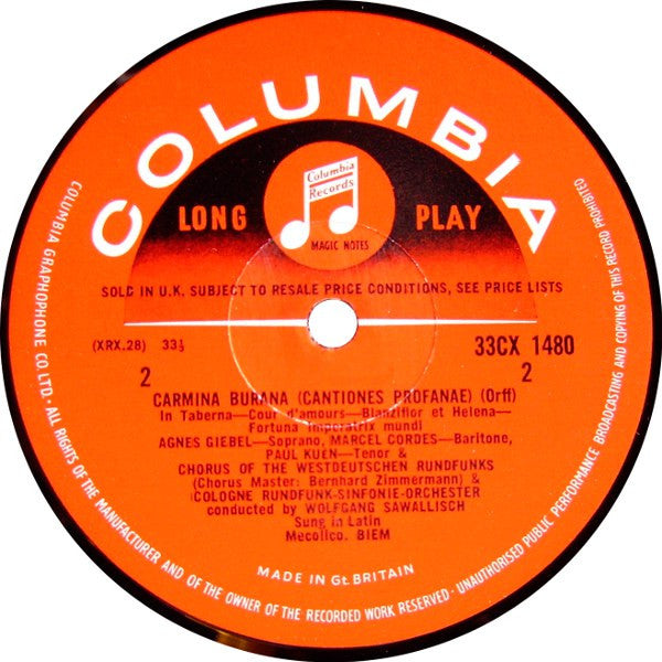 Carl Orff / Wolfgang Sawallisch / Kölner Rundfunk-Sinfonie-Orchester : Carmina Burana (LP, Album, Mono, RE)