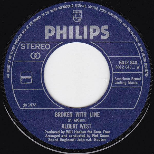 Albert West : Broken White Line (7", Single, M/Print)