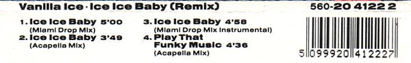 Vanilla Ice : Ice Ice Baby (Remix) (CD, Maxi)