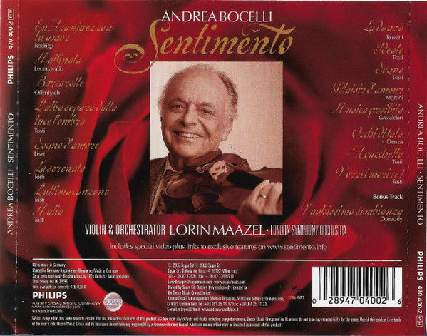 Andrea Bocelli : Sentimento (CD, Album, Enh, S/Edition)