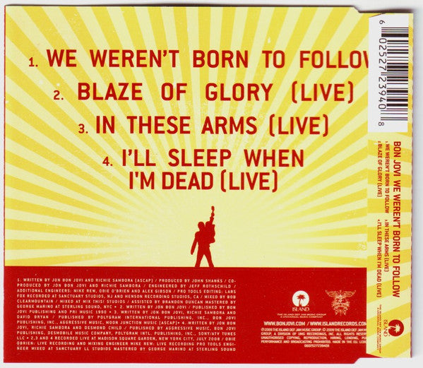 Bon Jovi : We Weren't Born To Follow (CD, Maxi)