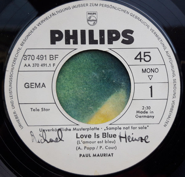 Paul Mauriat And His Orchestra : Love Is Blue (7", Single, Mono, Promo)