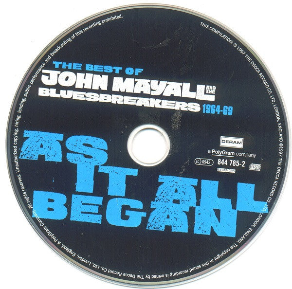 John Mayall & The Bluesbreakers : The Best Of John Mayall And The Bluesbreakers - As It All Began 1964-69 (CD, Comp, RE)