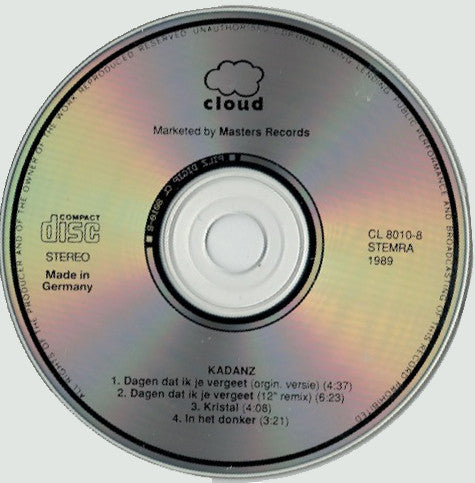 Kadanz : Dagen Dat Ik Je Vergeet (CD, Single, Car)